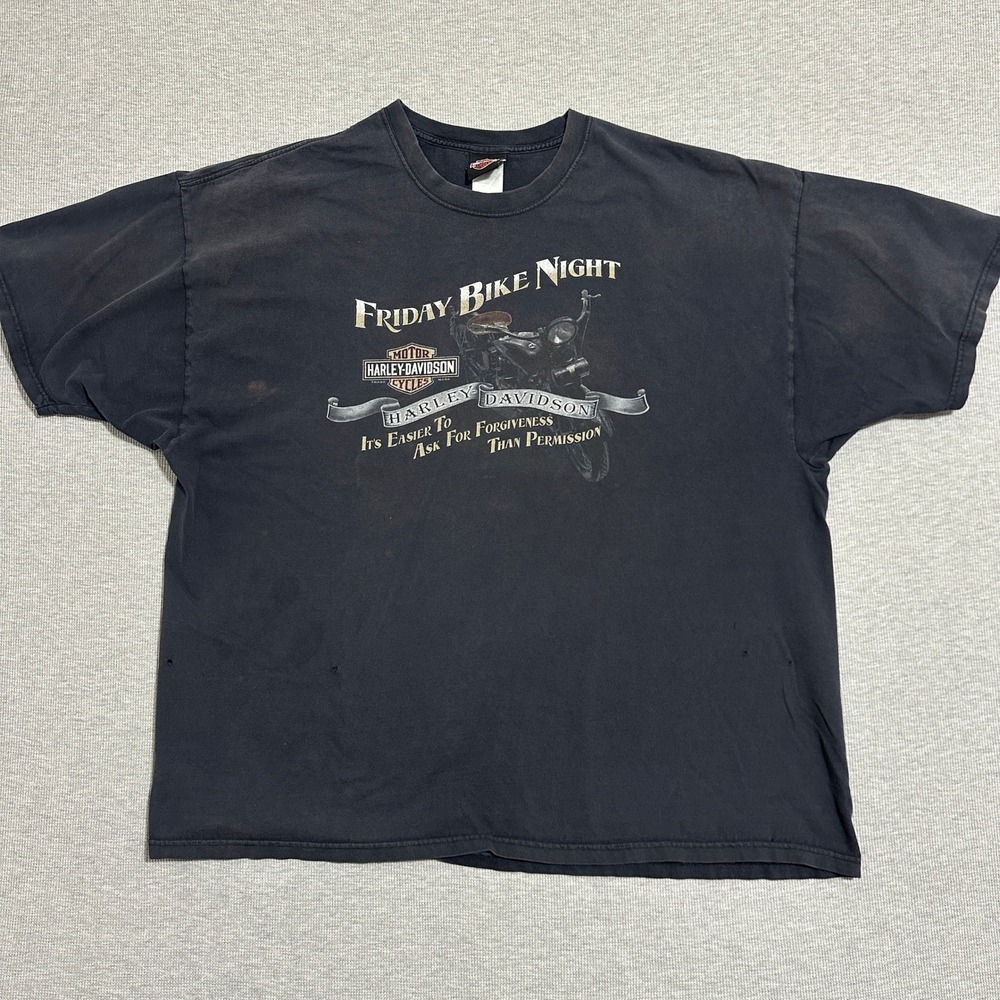 Harley Davidson Friday Bike Night T Shirt Mens 4XL Faded Black Hanes Beefy-T RK